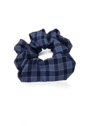 School Scrunchie Blue Check